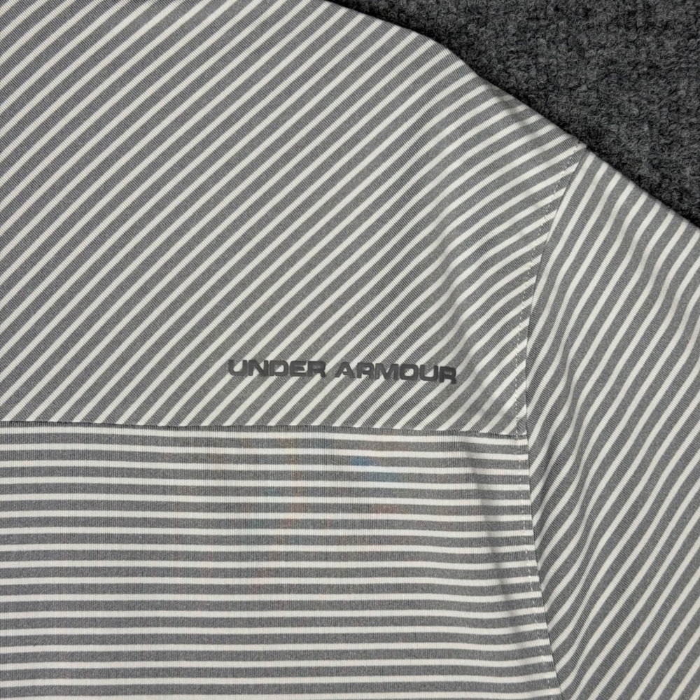 Under Armour Mens HeatGear Striped Polo Shirt Grey White XL 1291348 - Picture 6 of 7